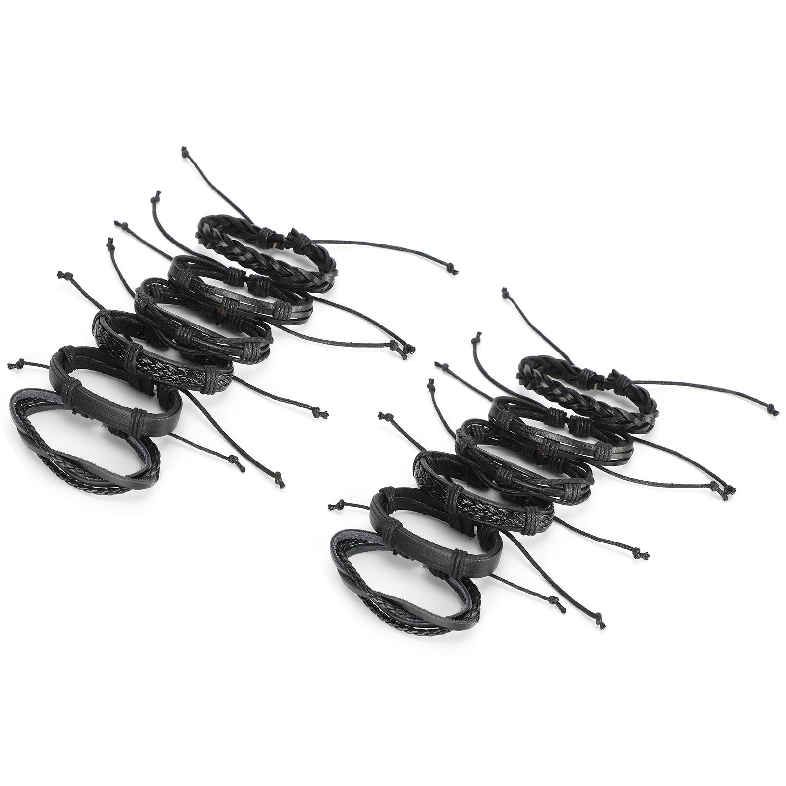 

12 шт. плетеный кожаный браслет своими руками, регулируемый винтажный браслет на запястье, ювелирные изделия