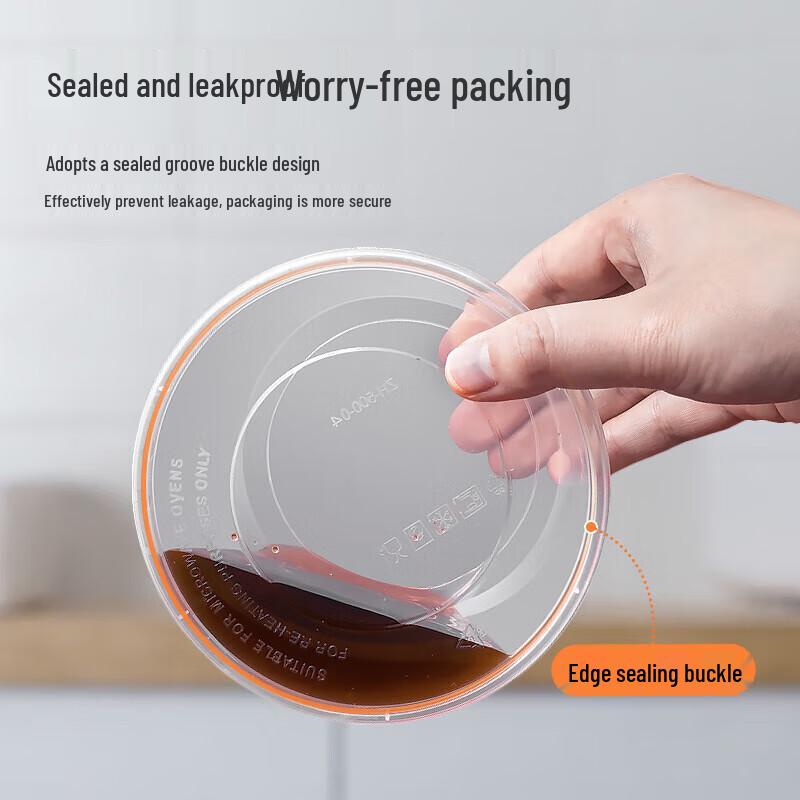 Temeiju Disposable Round Takeaway Containers with Lids (50-Pack)