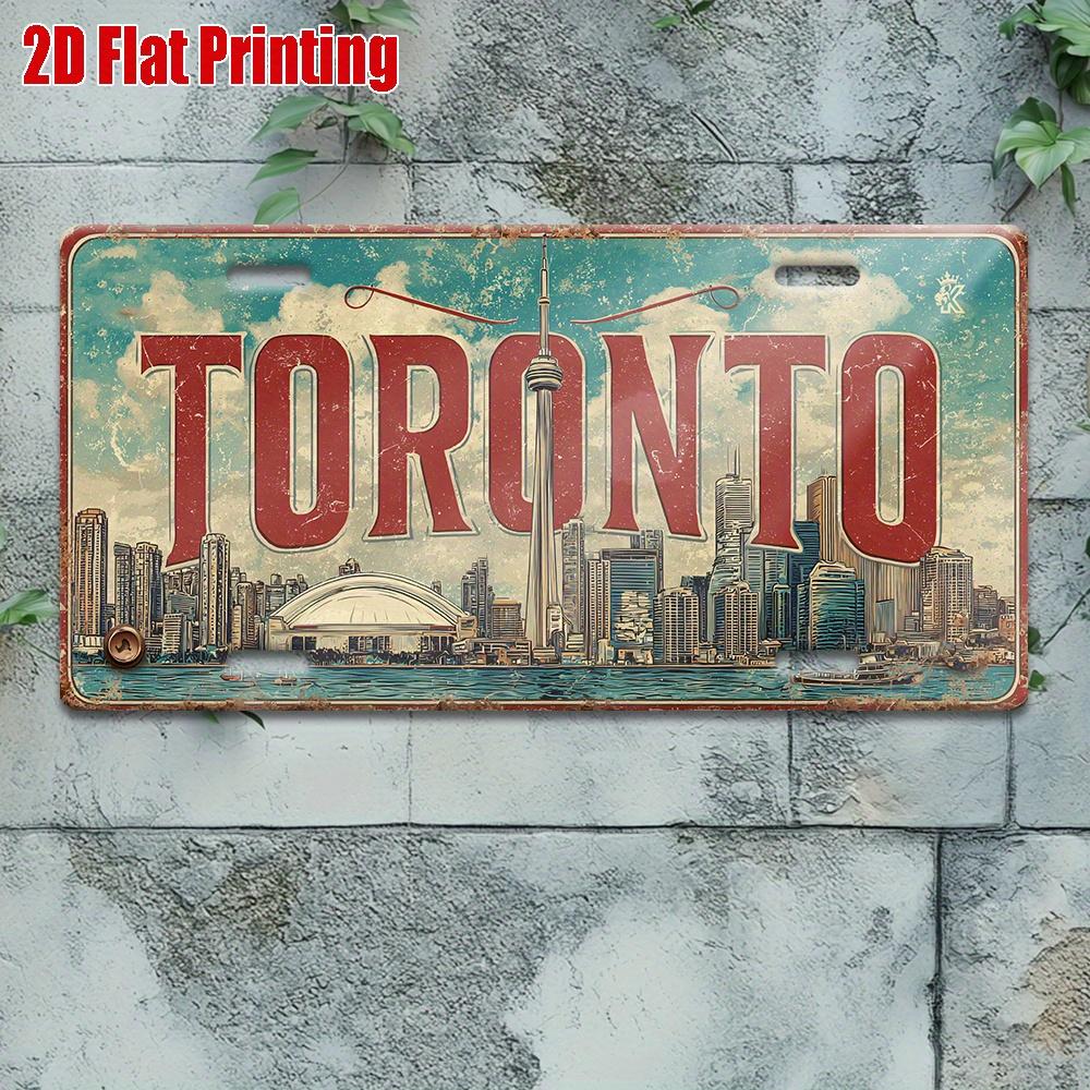 

D Flat pc Vintage Metal Sign Outdoor Wall Art (cm xcm) TORONTO Aluminum Sign Retro City Wall Art for Cafe Garage 15x30cm(5.9x7.8inch)