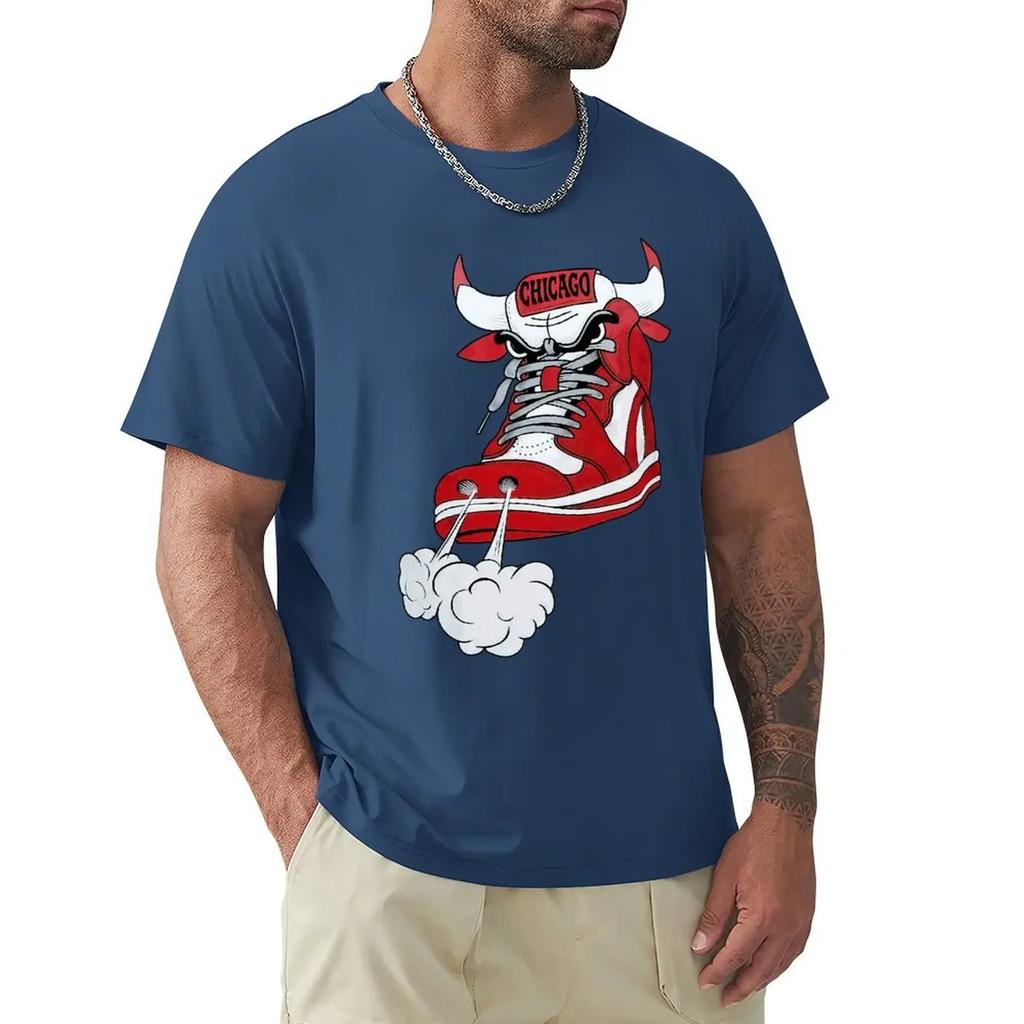Chicago Shoe Bull Rosso Bianco Hip Hop T-shirt Lunga Harajuku T-shirt a Manica Corta T-shirt Grafica Top