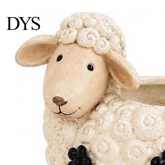 Cute Sheep Gift for Gardeners Farmhouse Planter Pot, Lamb Flower Pot with Metal Stand, Whimsical Animal Indoor Outdoor Greenery Holder Plant Container