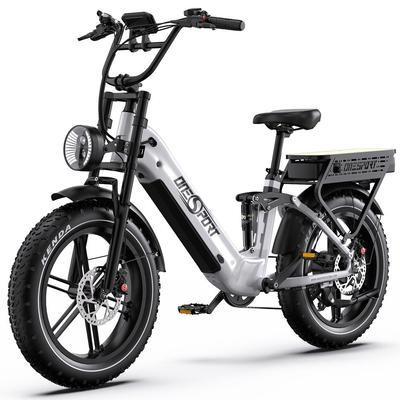 Bicicleta Eléctrica Todoterreno Onesport 20" Motor 500W Ebike para Adultos 48V 36AH Suspensión Completa 7 Velocidades Carga Máxima 120Kg OT08 Pro