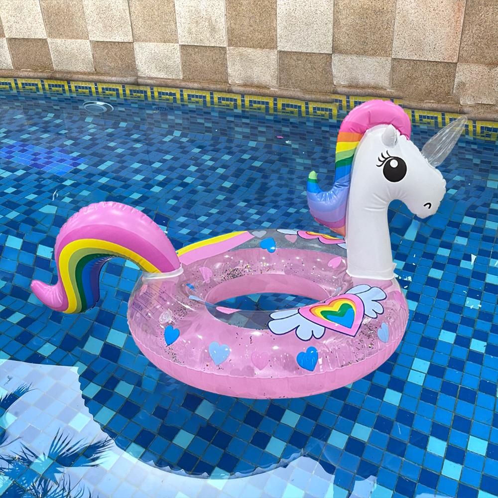 

1 шт., обруч для плавания с блестками, обруч для подмышек, надувной плавающий обруч из ПВХ, утолщенный обруч для плавания, подходит для бассейна, пляжа розовый