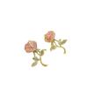 925 Silver Needle Pink Rose Stud Earrings, Mori Style Floral Design for Women
