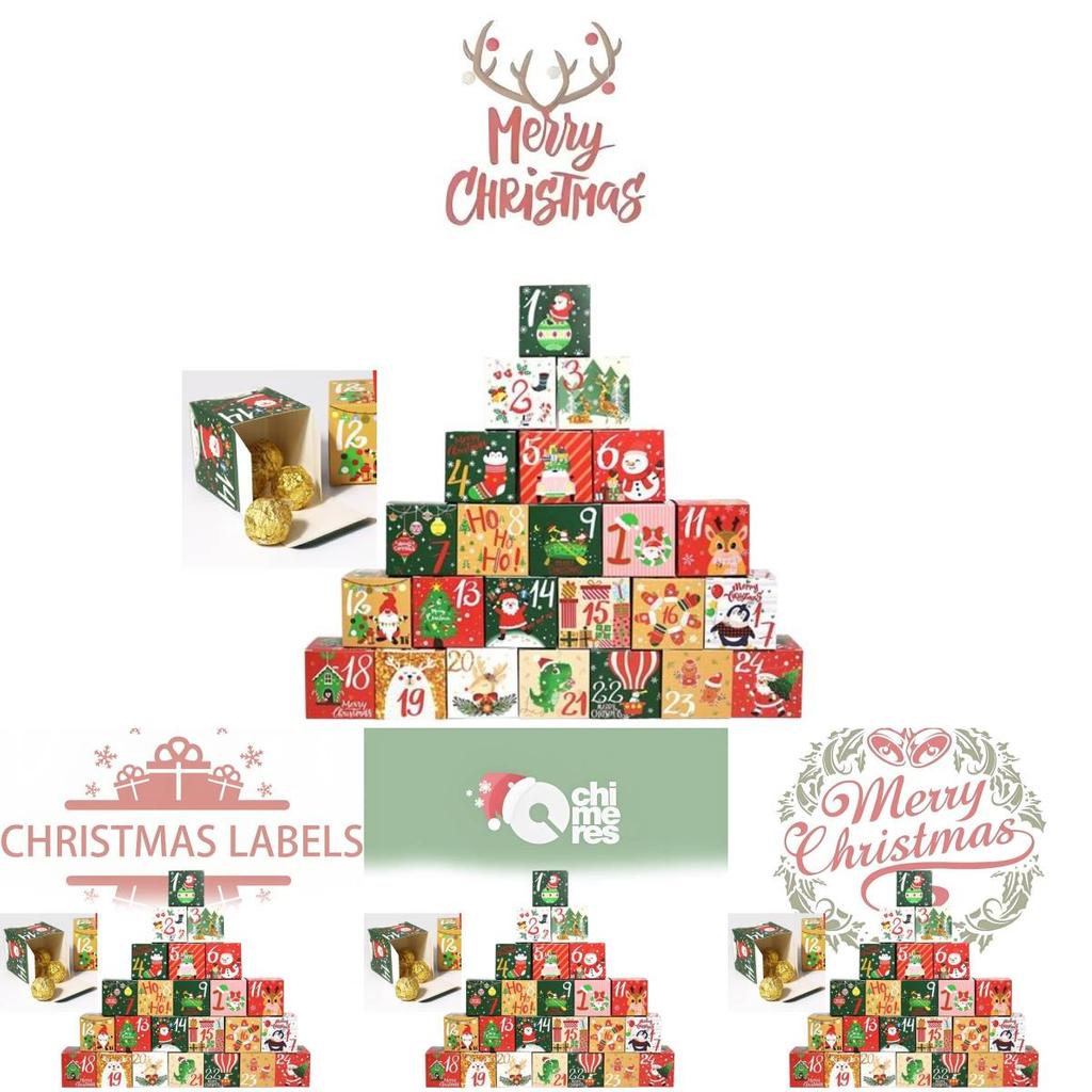 Festive Red Green And Yellow Christmas Advent Calendar Candy Box For Holiday Celebrations