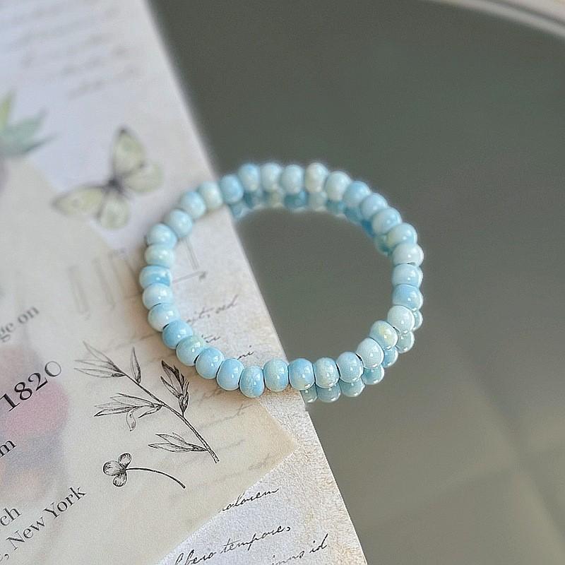 New Chinese Style Jingdezhen Ceramic Beaded Couple Bracelet: Simple and Stylish Lucky Charm Jewelry