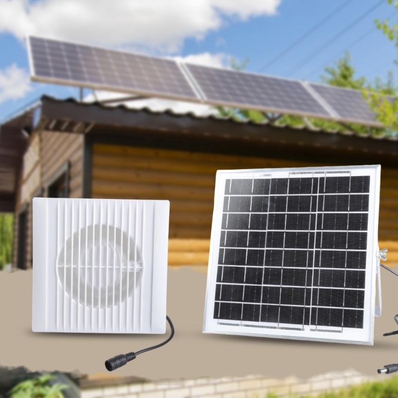 8W Solar Panel Operated 4 Inch Ventilation Fan For Outdoor Shed Pet House Air Quiet Motor
