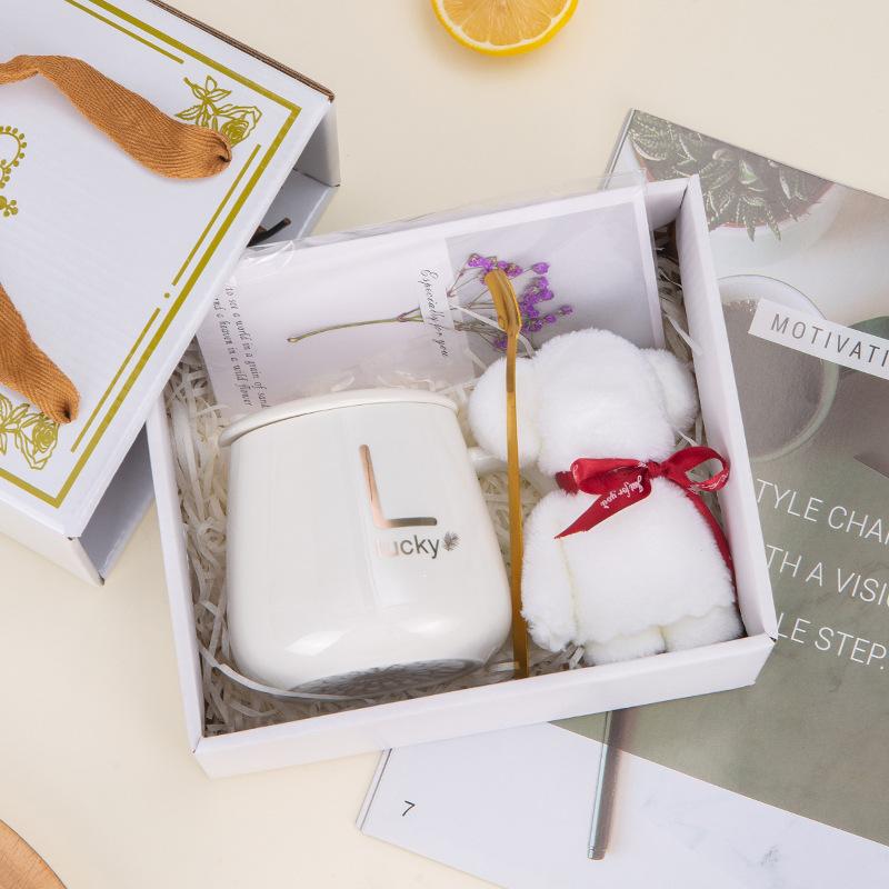 Keramiktasse schlichte Mode Handtasche Geschenkset Handtuch Bär Souvenir Eröffnung praktisches Geschenk Trinkbecher