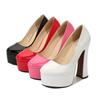 Scarpe da Donna con Tacco Alto Chunky Sexy Plateau Vernice Tacchi Miss Tacchi da Drag Queen Festa Transparente Ballo Nero Scarpe Per Donne 44