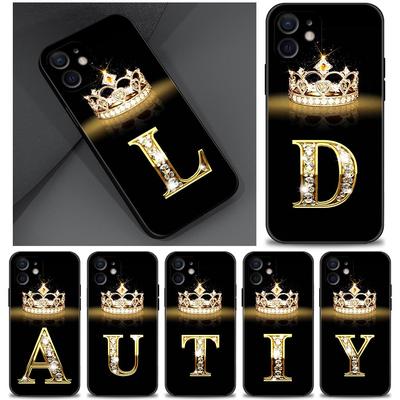 Case For iPhone 11 13 14 15 16 12 Pro Max XS XR X 8 7 6s 6 Plus 7 8 5 5S Soft Cover Fundas Silicone Capa Shell Diamond Crown Letter