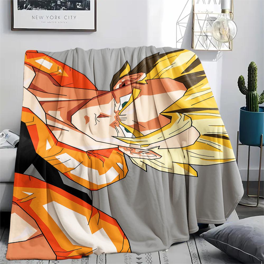 Dragon Ball Charaktere Druck Flanelldecke, Hohe Qualität, Bequem für Alle Jahreszeiten, Heimdekoration, Wärme und Komfort, Perfekt für Weihnachtsgeschenke