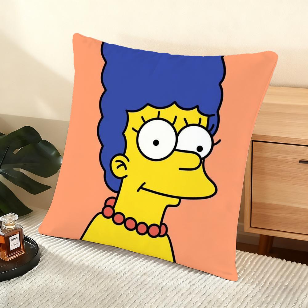 S-S-Simpson Family Anime Cushion Cover Silky Short Plush Home Sofa Cushion Cover - Invisible Zipper Home Decoration