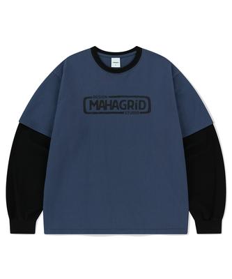 MAHAGRID Banner Logo Layered Ls Tee Navy(Mg2Fsmm555A)
