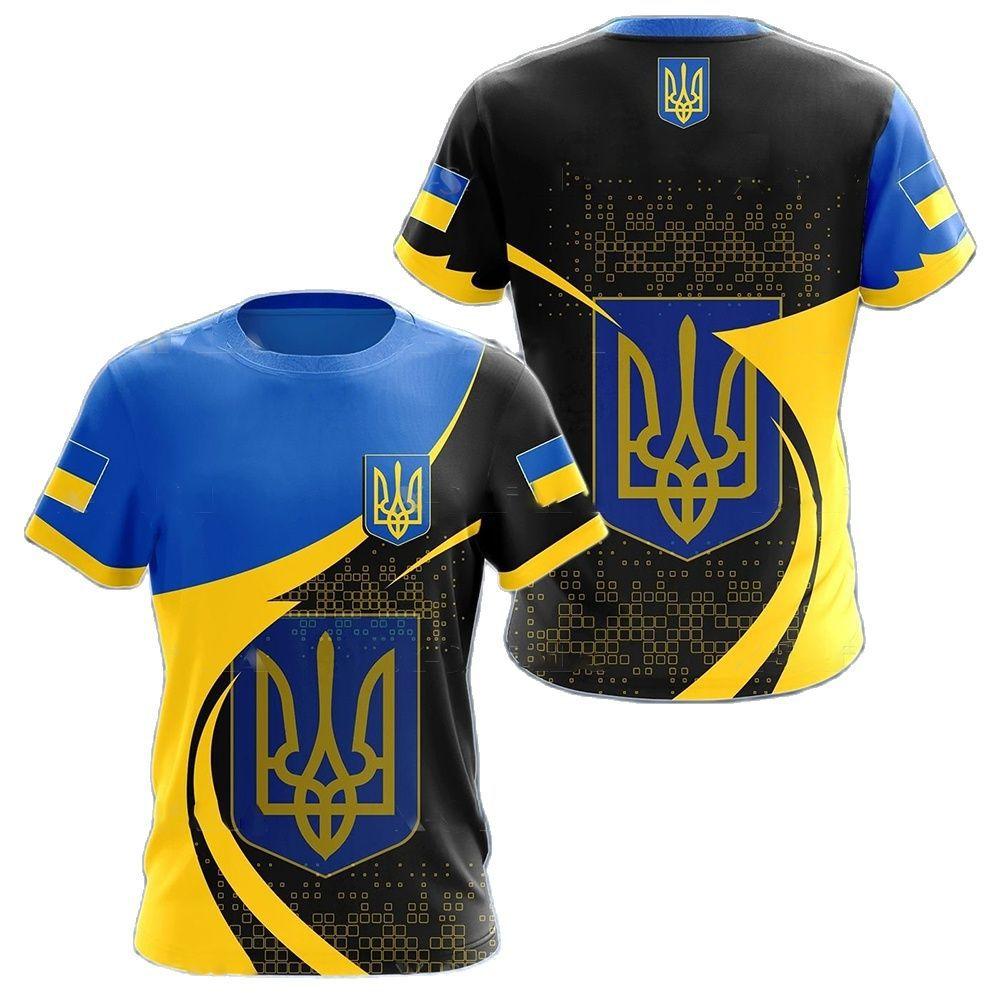

Ukraine Flag Camo printed 3D T-shirt Summer Ukrainian Veterans Training Clothes Personality Teenage Short sleeved O-neck Top 5XL