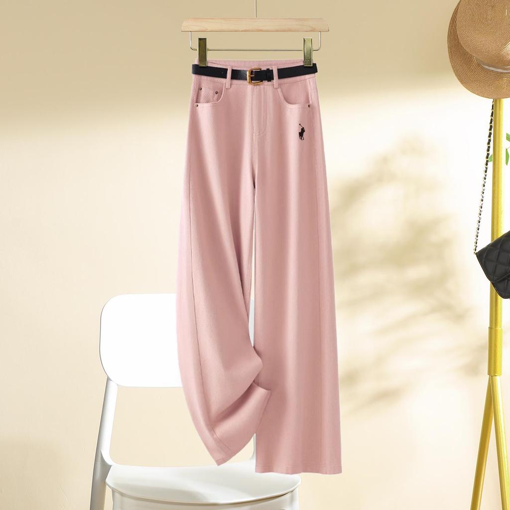 Women's White Loose Straight-Leg Jeans - Spring/Autumn 2025 Slimming Wide-Leg Trousers for Petites