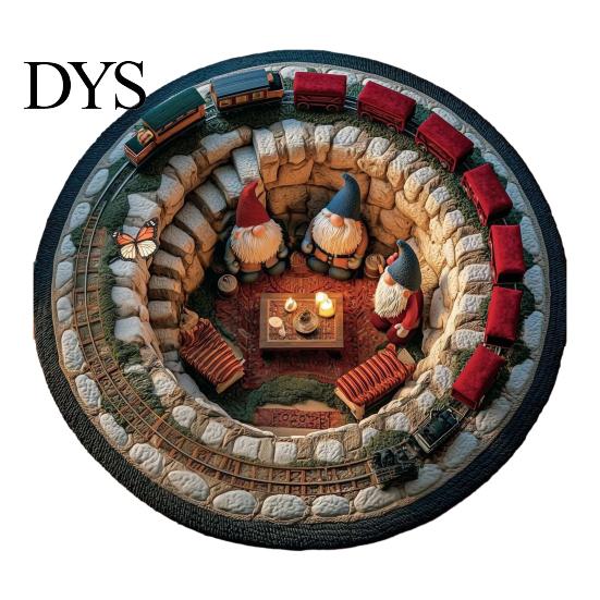Tapis de zone de vacances Noël Tapis 3D, Tapis rond décoratif à illusion Tapis optique Tapis de sol, Festif pour la décoration intérieure de la maison Salon Doux Confortable