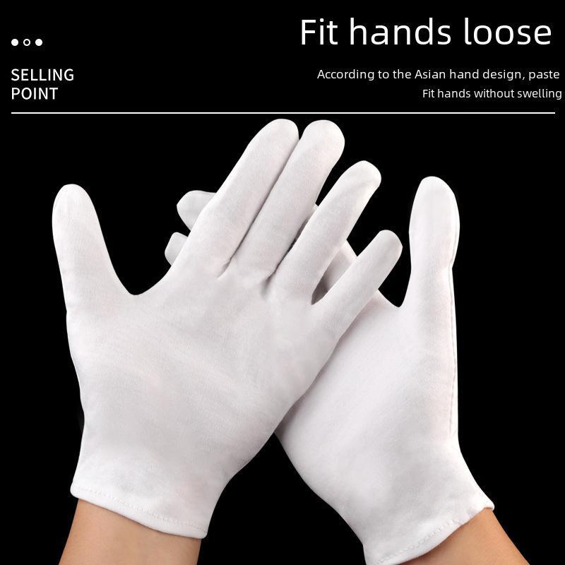High-Quality Sweat-Proof White Cotton Work Gloves for Etiquette and Labor Protection