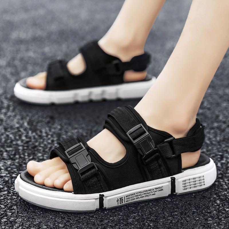 

Сандалии мужские лето 2025 новые мужские сандалии повседневные на мягкой подошве нескользящие на толстой подошве уличные спортивные тапочки 36 белый