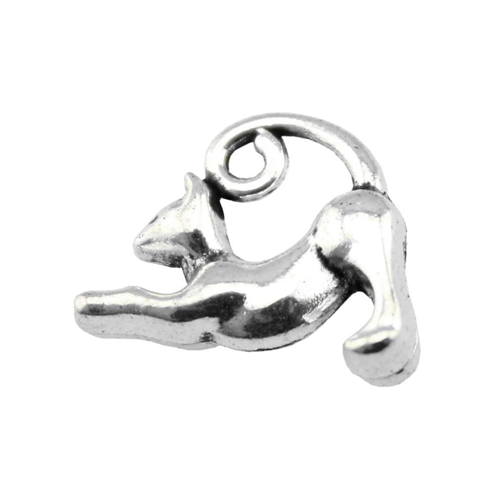 

10шт подвески в виде кошек античное серебро цвет цинковый сплав 17х13мм