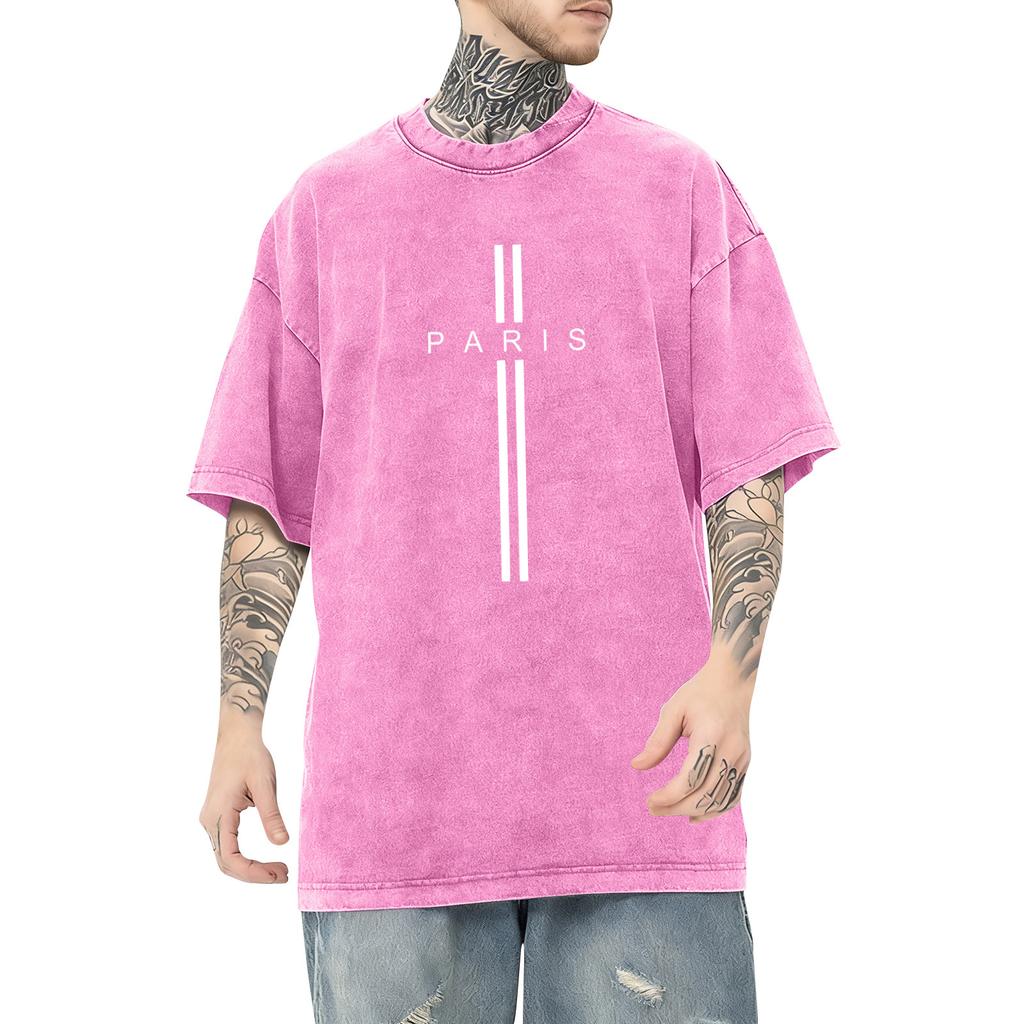 Men's Printed Round Neck T-shirt Casual Sports Short Sleeved Shirt