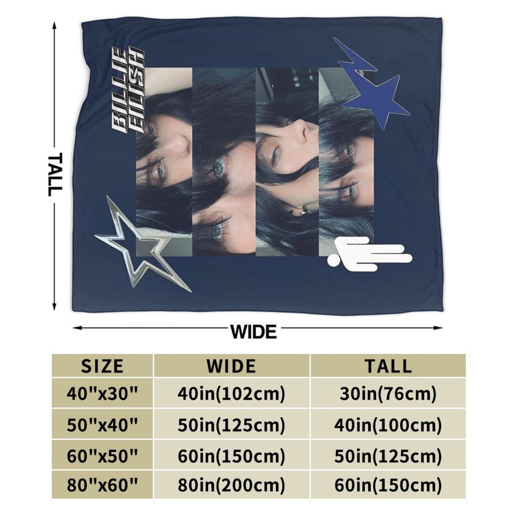 B-Billie-Girl E-eilish Amerikaanse Zanger Fleece Plaid Dekens voor Bank Buiten Zacht Pluche Dunne Dekbed,