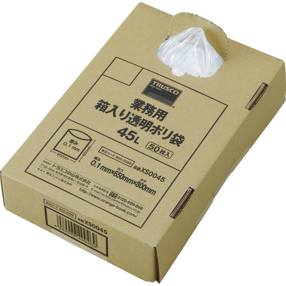 

TRUSCO Bulk Commercial Plastic x 50 Pieces XS0045 Bags, Transparent, Boxed, 0.1 45L,