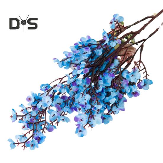 

5 шт. искусственных вилок Babysbreath 5 реалистичных искусственных шелковых цветов для свадебной вечеринки, домашнего офиса, стола, центральное украшение из искусственных цветочных веток синий