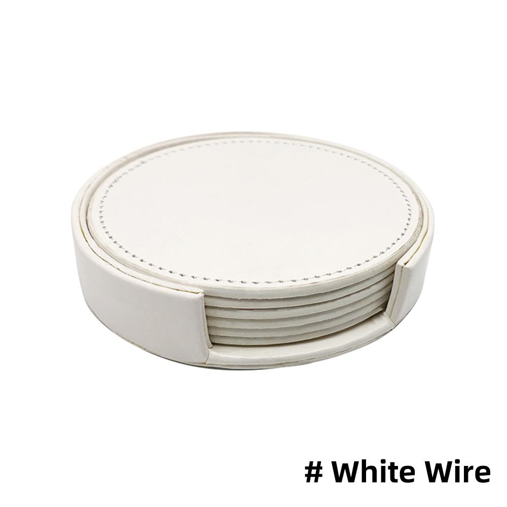 

6Pcs/set Round Artificial Leather Coasters Marble Style Drink Coaster For Kinds Of Cup Home Bar Counter Kitchen Dining Table Decor