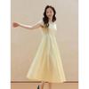 INMAN Lyocell Linen Blend French Round Neck Short Sleeve Dress