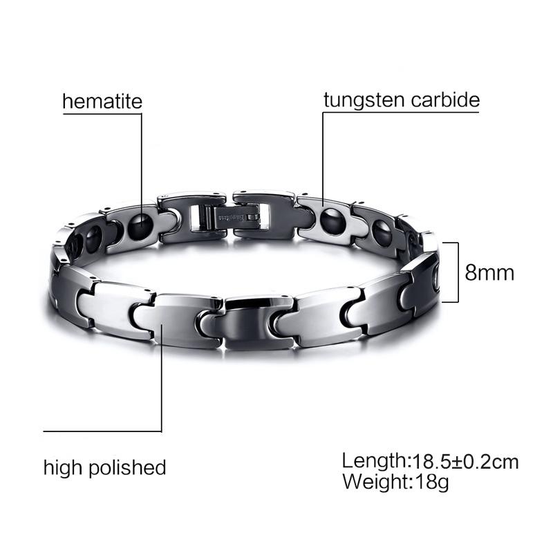Ikuinen Couple Tungsten Bracelet for Men Women Hematite Health Energy Chain Link Bracelet Lovers Wristband Magnetic Bracelet Benefits