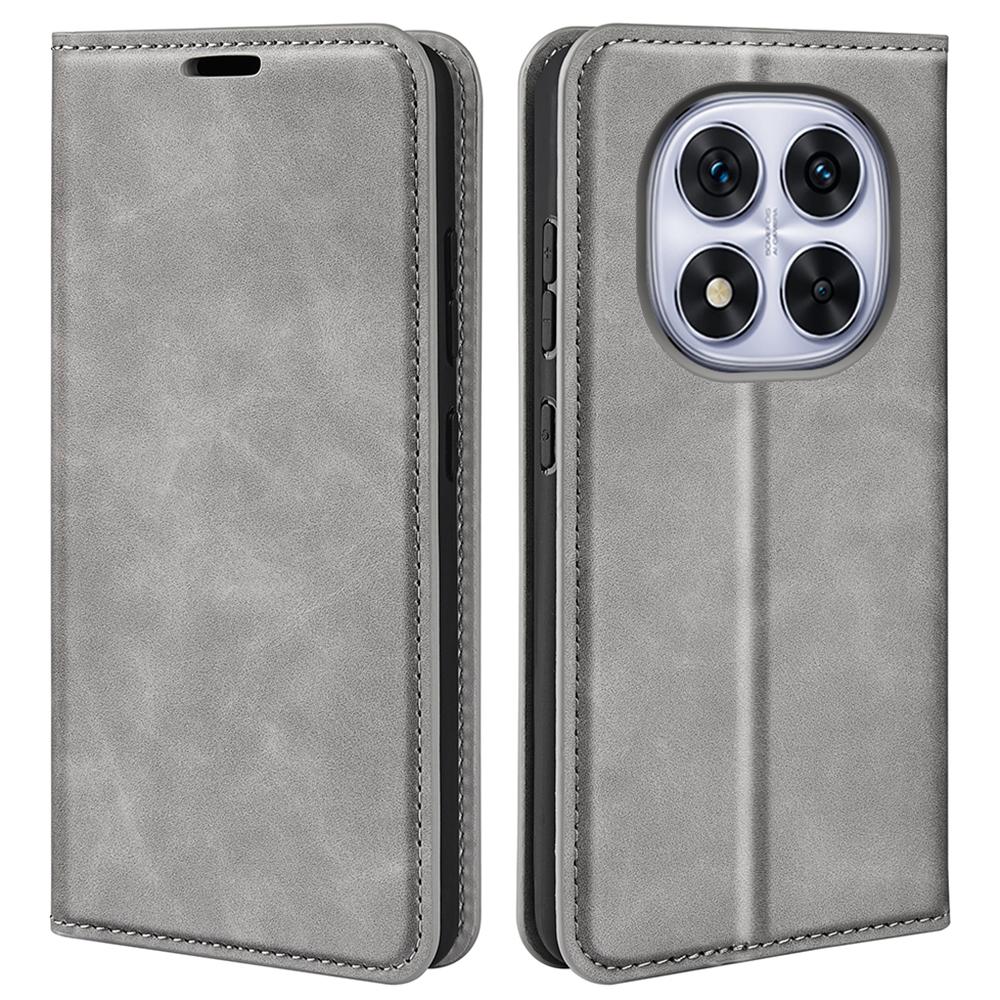 

Для Xiaomi Redmi Note 14 Pro 5G/Poco X7 5G Чохол Шкіряний Гаманець Чохол для Телефону з Тактильною Поверхнею Grey