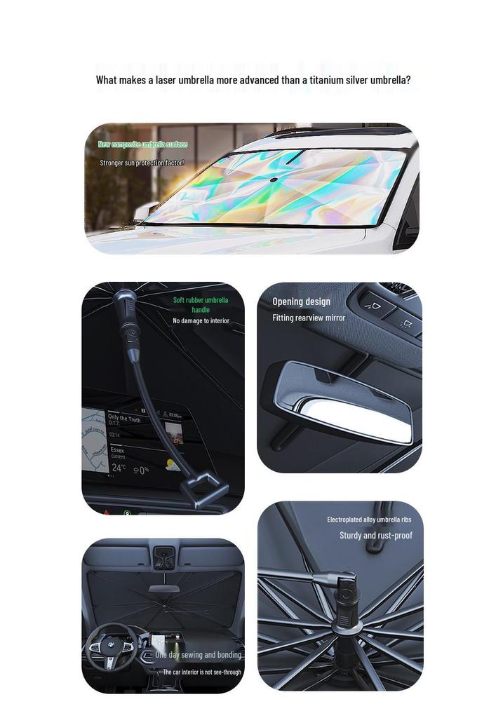Custom Logo Laser Car Sunshade - Front Windshield Heat Insulation & Sun Protection