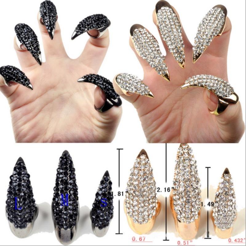 1/5Pc Exaggerate Armor Nails Rings For Women Eagle Claw Black/Gold Crystal Ring Set