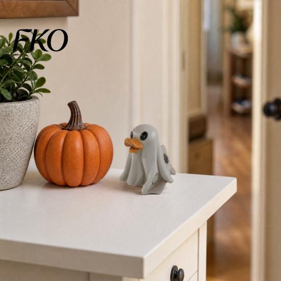 Party Decor Duck Halloween Resin Rubber Duck, Cute with Big Eyes & Orange Beak, Animal Figurine Fade-Resistant for Indoor Outdoor Desktop