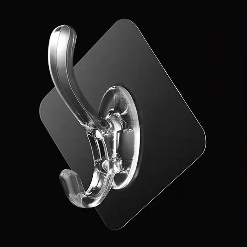 Strong Adhesive Hooks - No-Drill, Stainless Steel, No-Trace, Transparent Hooks for Kitchen/Bathroom Doors