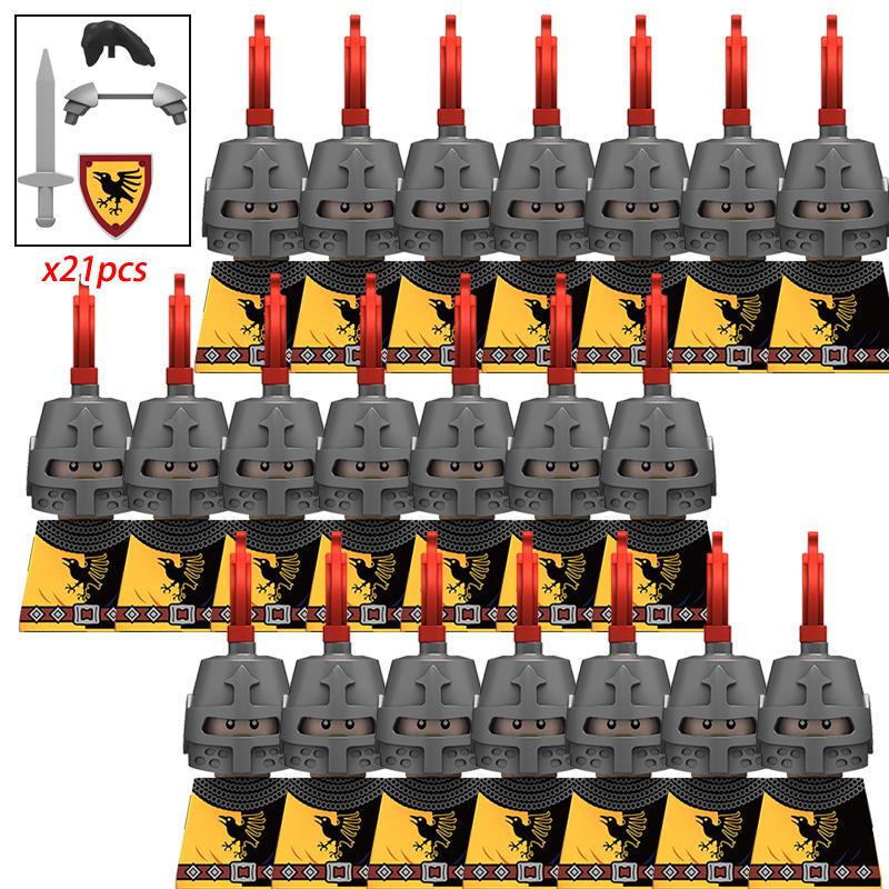 MOC Medeltida Medeltiden Riddare Soldater Korsfarare Romerska Spartanska Krigare Actionfigurer Byggklossar Klossar barn Leksaker gåvor