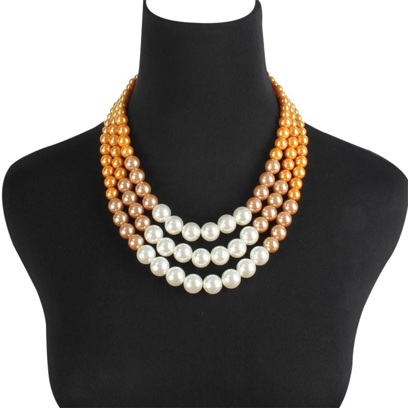 Imitation Pearls Multi-layer Necklace for Women Fashion Sweater Chain Necklaces GZW