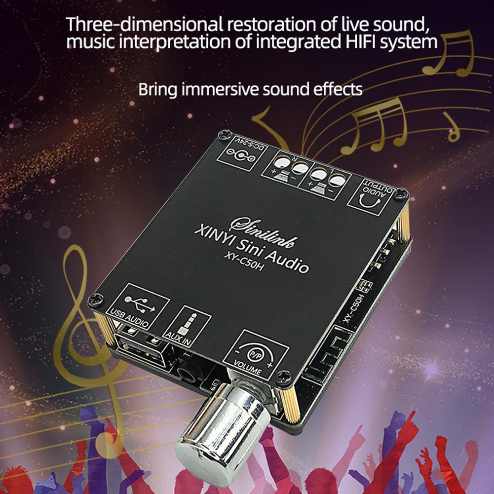 XY-C50H 50Wx2 Bluetooth 5.0 Power Amplifier Class D Audio 10W~200W HiFi Stereo Wireless Music Player Mini USB App Digital AMP