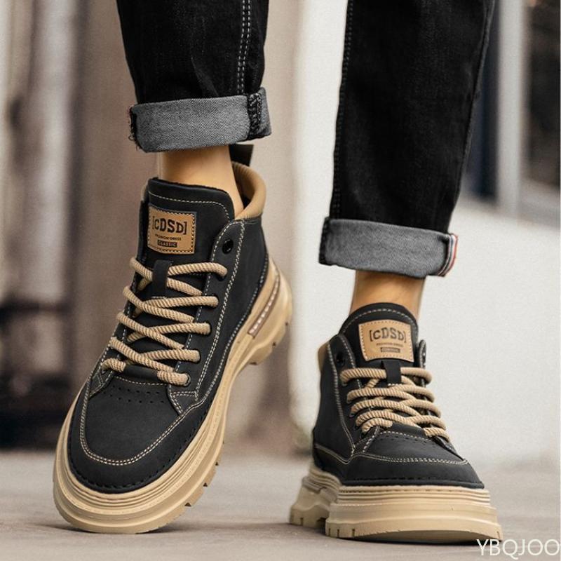 Winter Plush Thick Warm Cotton Shoes Fashionable Versatile Men's High Top Shoes Thick Soled Outdoor Snow Boots