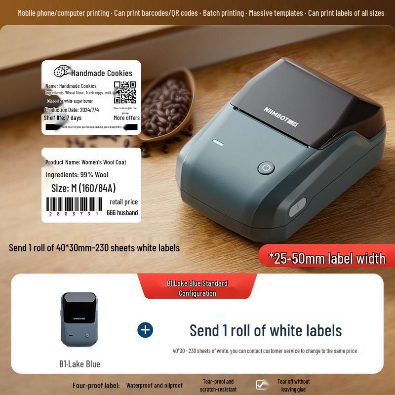Jingchen B1 Thermal Label Printer for Food, Barcode, and Clothing Tags.