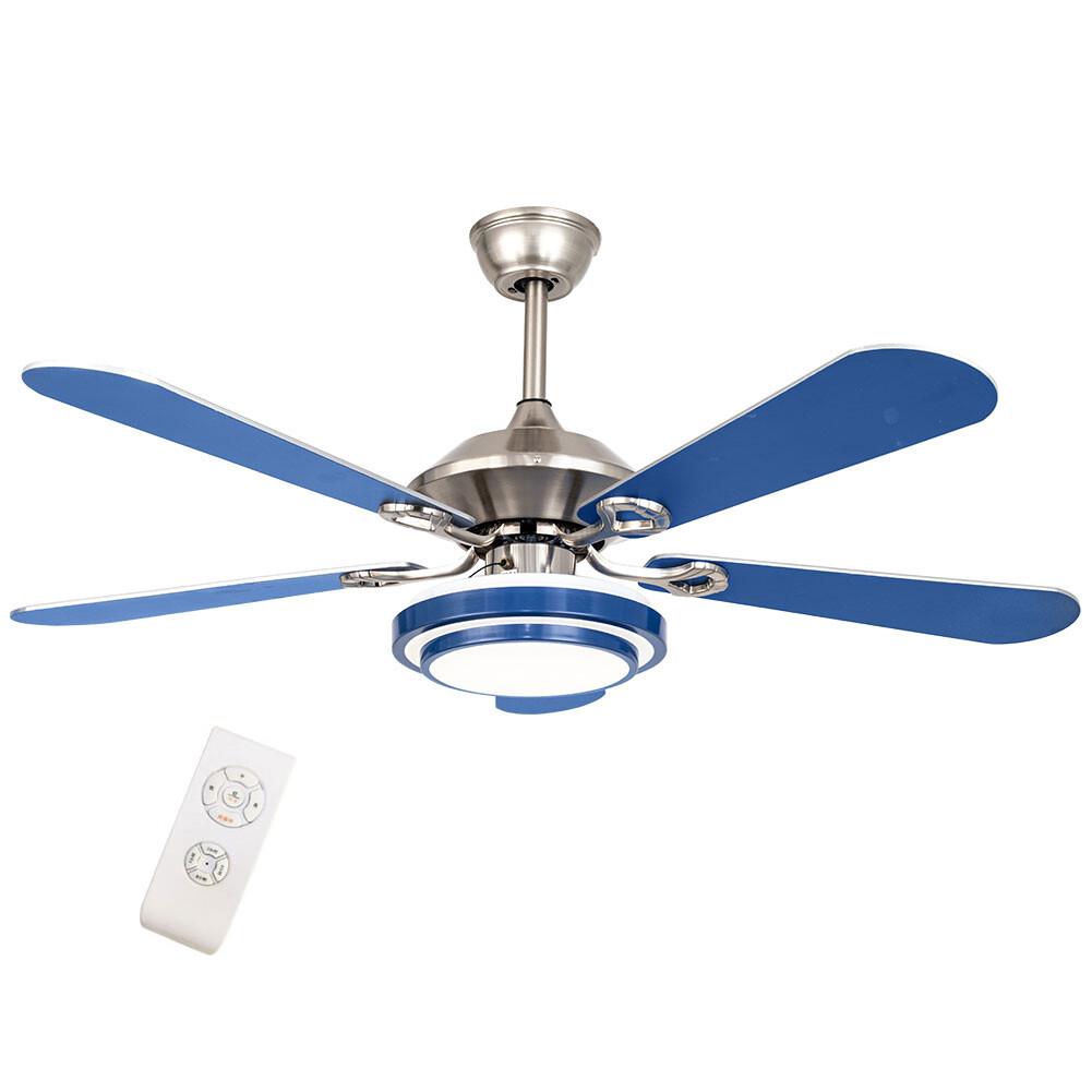 Remote Controlled Ceiling Fan with LED Light, 6-Speed Quiet Motor, 3 Color Temperatures, Flush Mount for Bedroom & Living Room