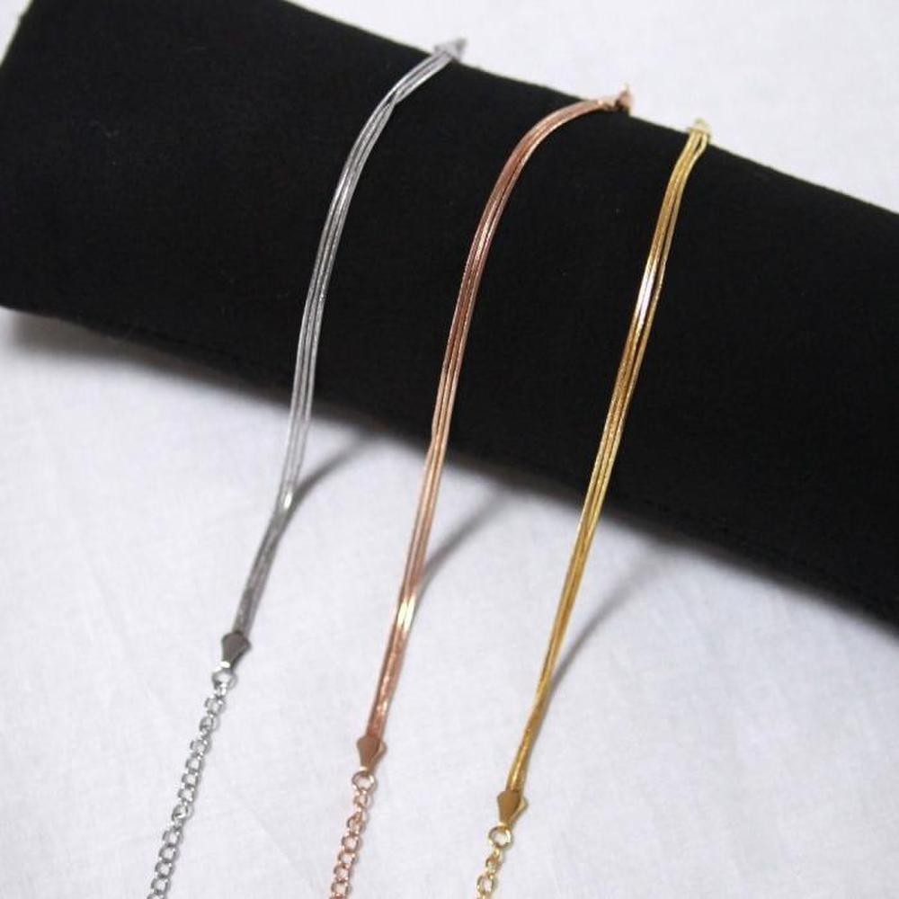 

Surgical Steel 3-Layer Snake Chain Bracelet in Silver and Rose Gold (S7034319) gold