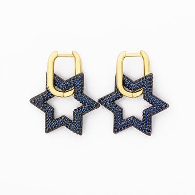 

Nidin New Arrival 4 Colors Choice Copper CZ Star Drop Crystal Dangle Earrings Fine Party Wedding Christmas Women Jewelry Gifts синій