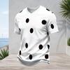 Men s Plus Size V Neck Short Sleeve White T Shirt Black Polka Dot Printed Pullover Straight Hem