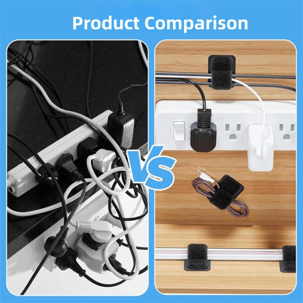 41Pcs Under Desk Cable Management Band Set Adjustable Hook and Loop Tape Data Cable Storage Nylon Ties Hidden Cord Organizer