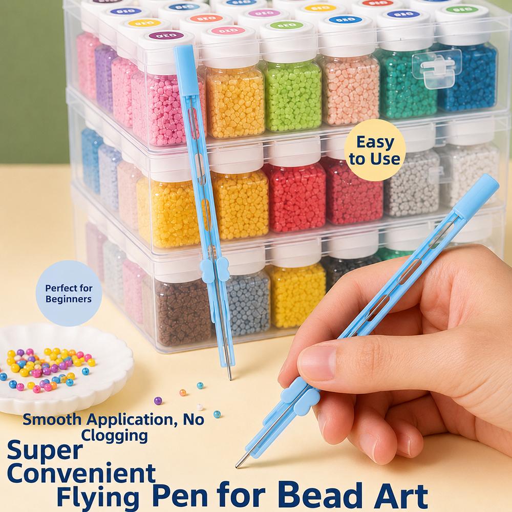Push-button Type Bead Placement Pen Ergonomic Grip Bead Positioning Pen  DIY Educational Toys