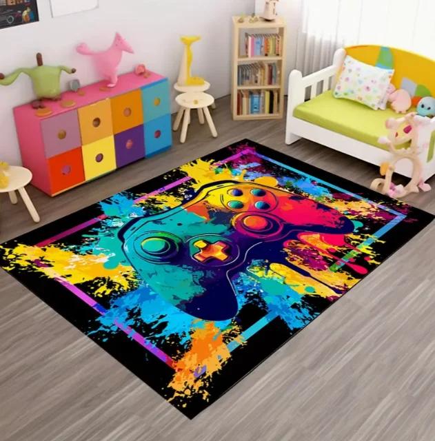 Flannel Floor Mat Player Carpet and Halloween Controller Game Room Pattern Floor Mat Gaming Player Atmosphere and Non Slip Mats