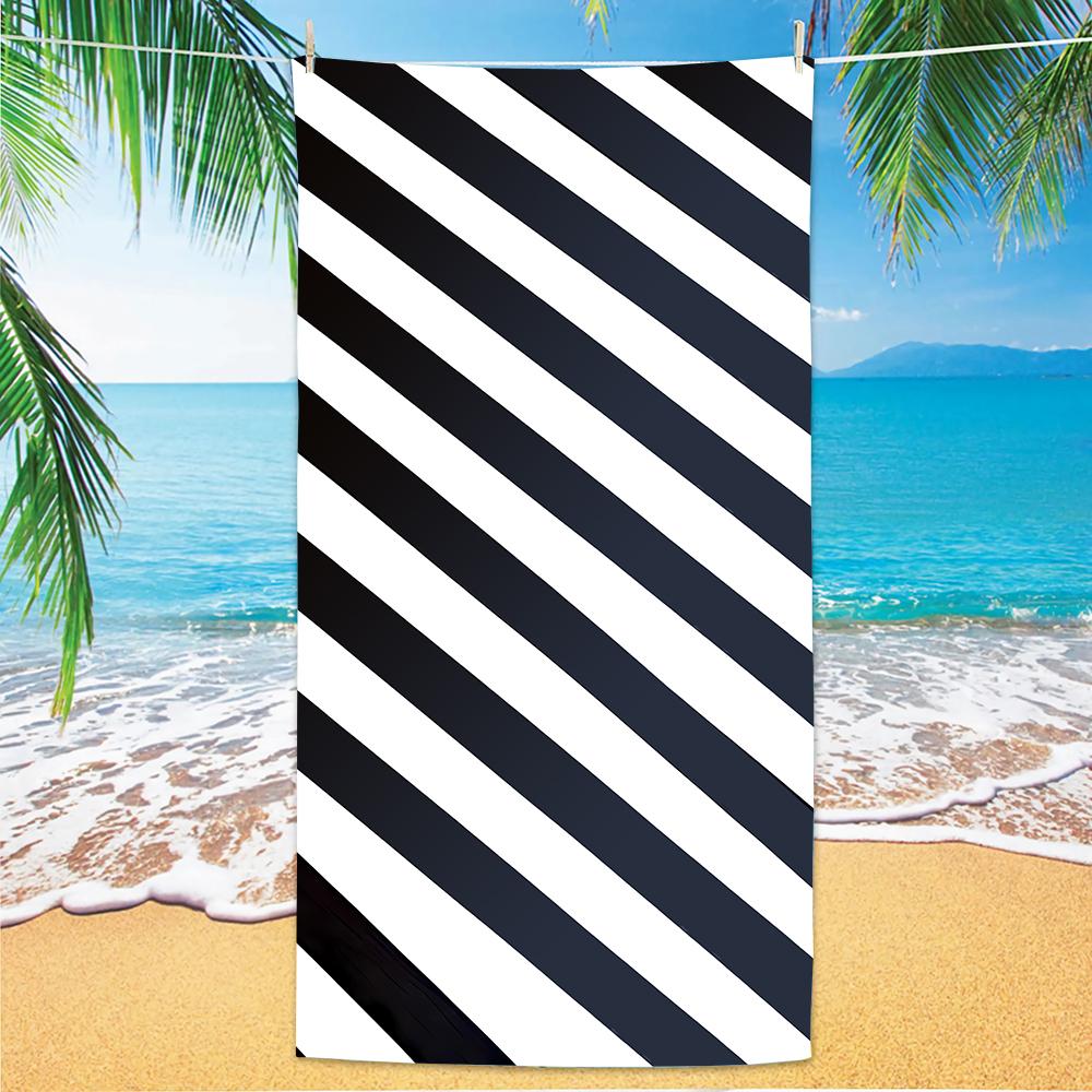 

Striped Beach Towel, Digital Printing Thin Quick-Dry Anti-Sand Microfiber Lightweight for Swim Yoga Travel Gym Gift W30*H60(CM)