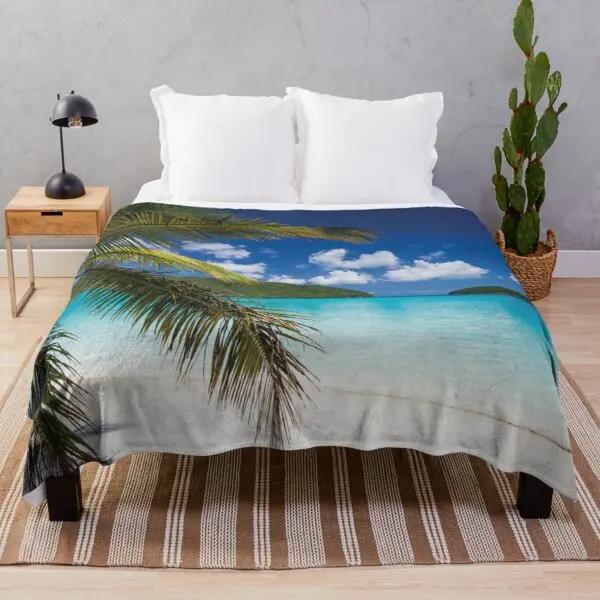 Beach Landscape Sunset Flannel Throw Blanket King Queen Size for Sofa Couch Bed Super Soft Warm Lightweight Good Gift for Teens