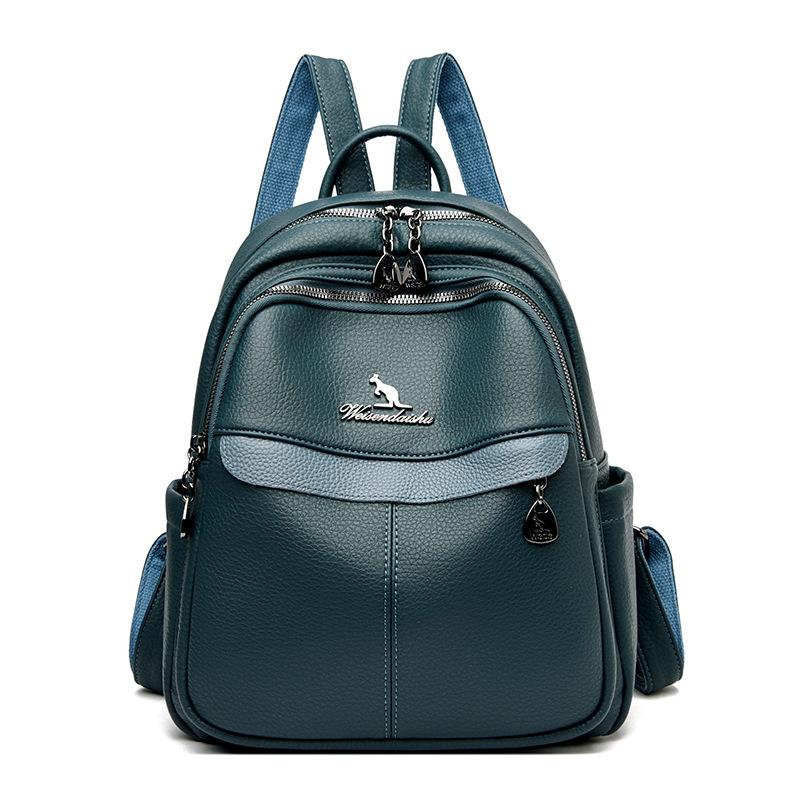 Women's New Versatile Large Capacity Soft Leather Student Schoolbag Outdoor Travel Backpack Women's Bag